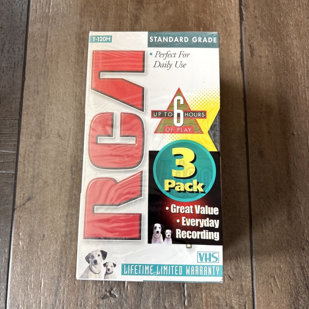 RCA VHS Tapes 3 Pack T-120H 6 Hour Standard Grade Blank Audio New & Sealed